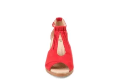 Journee Collection Womens Kedzie Wedge Sandal - Red -Rack Room Footwear Sales US 01 102268 02