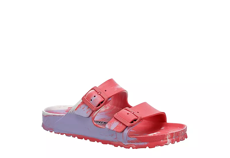 Birkenstock Womens Arizona Essentials Slide Sandal - Coral 1 Birkenstock Womens Arizona Essentials Slide Sandal - Coral