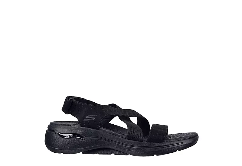 Skechers Womens Go Walk Arch Fit Outdoor Sandal - Black 2 Skechers Womens Go Walk Arch Fit Outdoor Sandal - Black - Image 2