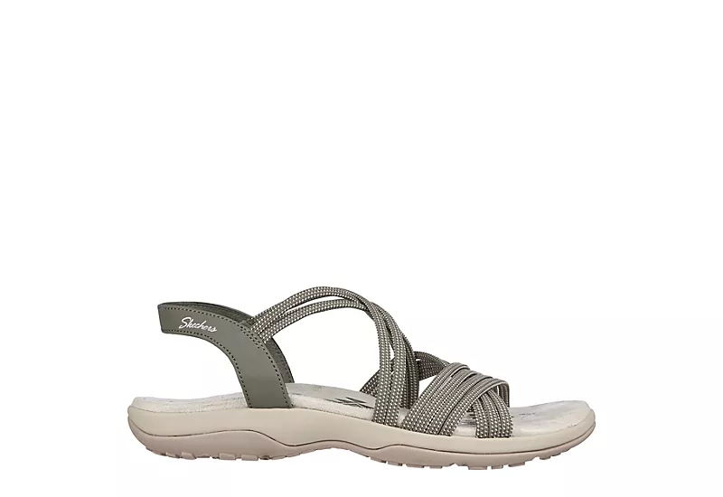 Skechers Womens Reggae Slim Takes Two Womens Sandal - Olive 2 Skechers Womens Reggae Slim Takes Two Womens Sandal - Olive - Image 2
