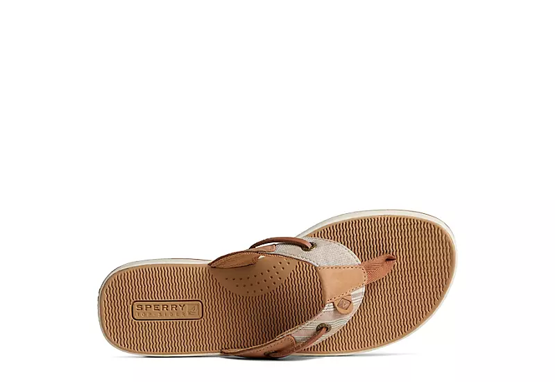 Sperry Womens Seafish Chambray Stripes Flip Flop Sandal - Tan 5 Sperry Womens Seafish Chambray Stripes Flip Flop Sandal - Tan - Image 5