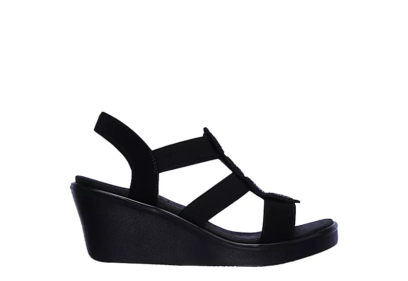 Skechers Womens Rumble On - Camp Glam Wedge Sandal - Black 2 Skechers Womens Rumble On - Camp Glam Wedge Sandal - Black - Image 2