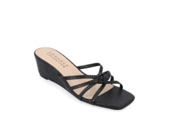Journee Collection Womens Blayke Wedge Slip On Sandal - Black