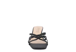 Journee Collection Womens Blayke Wedge Slip On Sandal - Black -Rack Room Footwear Sales US 01 203654 02
