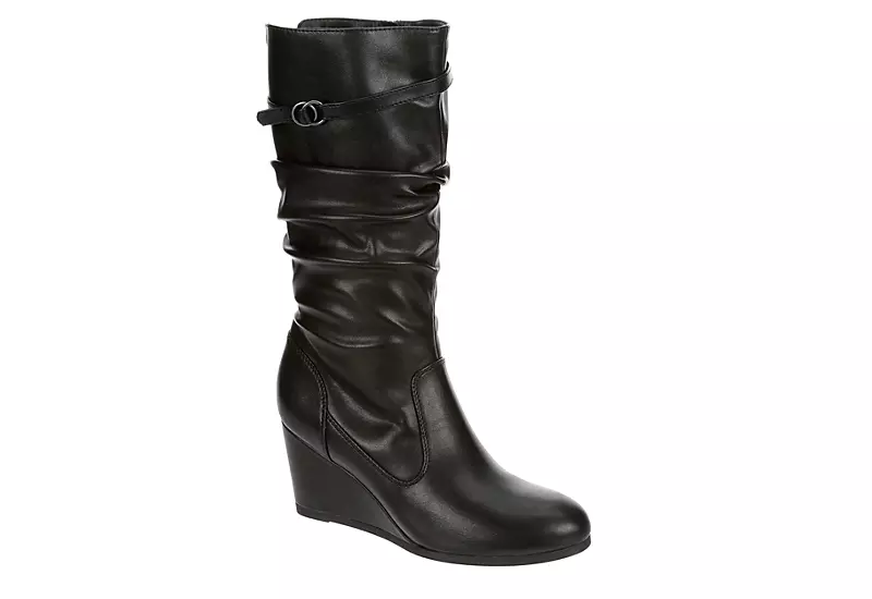 Lauren Blakwell Womens Johanna Wide Calf Wedge Boot - Black 1 Lauren Blakwell Womens Johanna Wide Calf Wedge Boot - Black