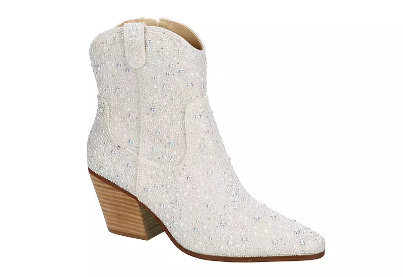 Betsey Johnson Womens Diva Western Boot - White 1 Betsey Johnson Womens Diva Western Boot - White