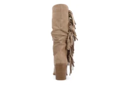 Journee Collection Womens Hartly Fringed Wide Calf Dress Boot - Taupe -Rack Room Footwear Sales US 01 303178 04
