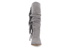 Journee Collection Womens Hartly Fringed Wide Calf Dress Boot - Grey -Rack Room Footwear Sales US 01 303179 02