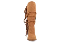 Journee Collection Womens Hartly Fringed Wide Calf Dress Boot - Tan -Rack Room Footwear Sales US 01 303180 02