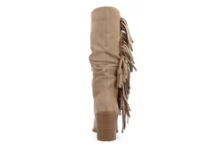 Journee Collection Womens Hartly Fringed Extra Wide Calf Dress Boot - Taupe -Rack Room Footwear Sales US 01 303183 04