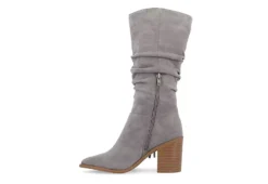 Journee Collection Womens Hartly Fringed Extra Wide Calf Dress Boot - Grey -Rack Room Footwear Sales US 01 303184 03
