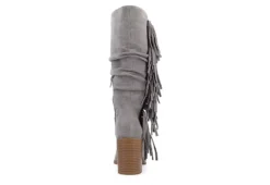 Journee Collection Womens Hartly Fringed Extra Wide Calf Dress Boot - Grey -Rack Room Footwear Sales US 01 303184 04