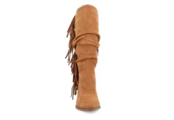 Journee Collection Womens Hartly Fringed Extra Wide Calf Dress Boot - Tan -Rack Room Footwear Sales US 01 303185 02